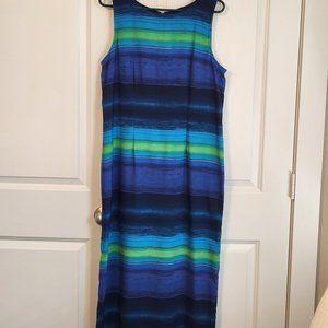 Sleeveless navy,  turquoise, royal, lime & kelly green maxi dress, size 12